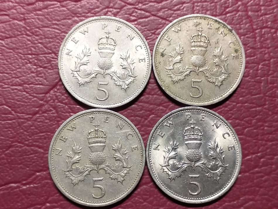ALOT OF 4 BRITISH NEW 5 PENCE [Bid per coin to take all]
