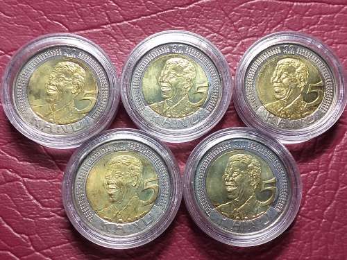 5 x 2008 RSA R5 MANDELA 90TH BIRTHDAY - UNC - [Bid per coin to take all]