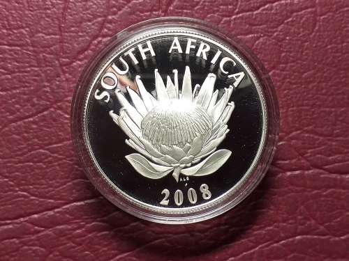 2008 SILVER PROOF PROTEA R1 CAPSULED - GANDHI