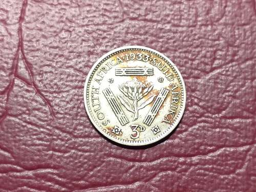 1933 SA UNION SILVER 3 PENCE