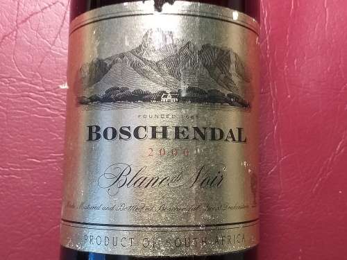 2000 BOSCHENDAL 750 ml BLANC DE NOIR - SEE DESCRIPTION