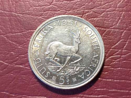 1951 SA UNION SILVER 5 SHILLINGS