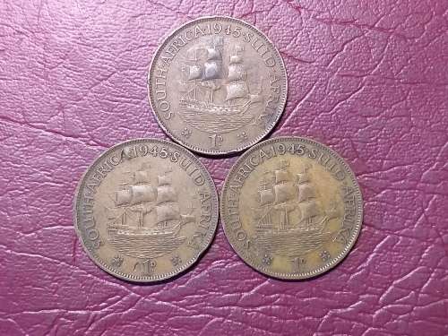 A LOT OF 3 x 1945 SA UNION PENNIES - [Bid per coin to take all.]