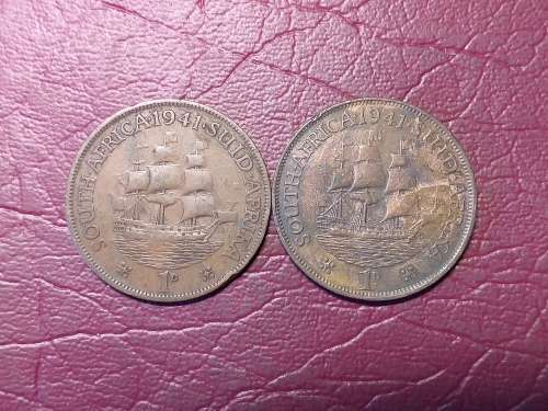A LOT OF 2 x 1941 SA UNION PENNIES - [Bid per coin to take both.]