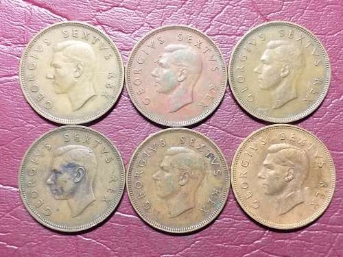 A LOT OF 6 x 1950 SA UNION PENNIES - [Bid per coin to take all.]