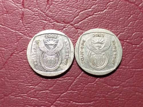 2 x 2002 RSA R1 COINS - [Bid per coin to take both.]