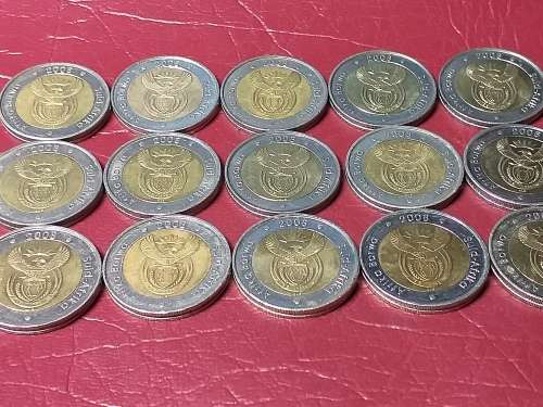 A LOT OF 15 RSA 2008 MANDELA R5 COINS - [Bid per coin to take all.]