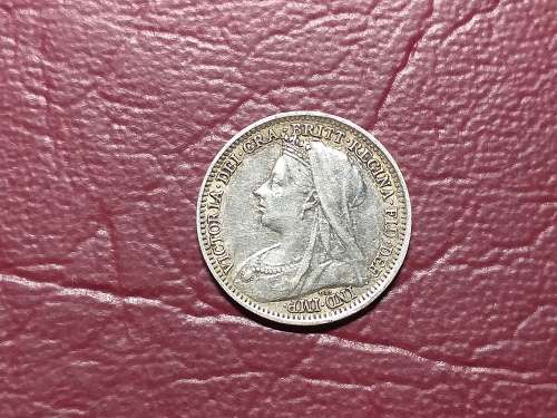 1900 BRITISH STERLING SILVER 3 Pence - Victoria