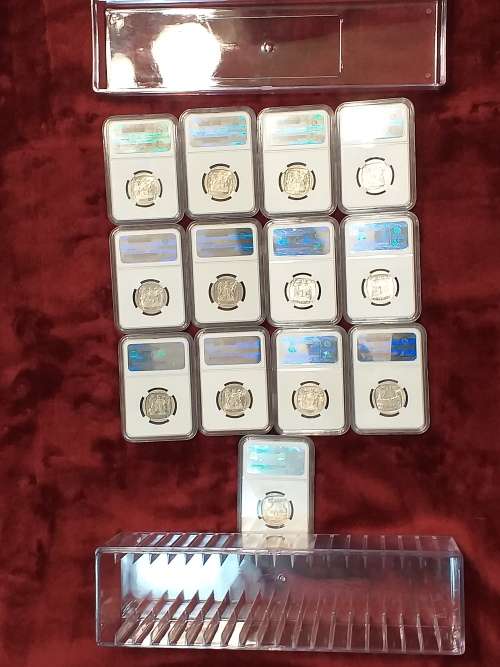 A SET OF 13 x 1994 RSA R5 COINS - NGC GRADED XF 45 TO MS 67 - IN PLASTIC BOX - RARE GRADES