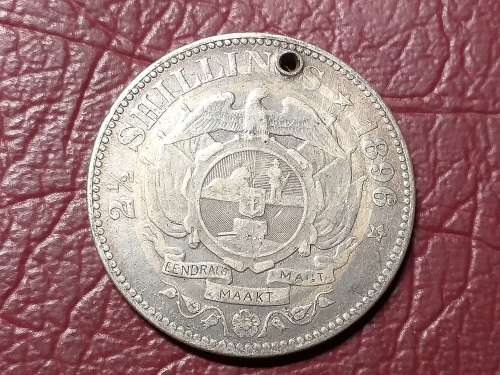 1896 ZAR STERLING SILVER 2.5 SHILLINGS