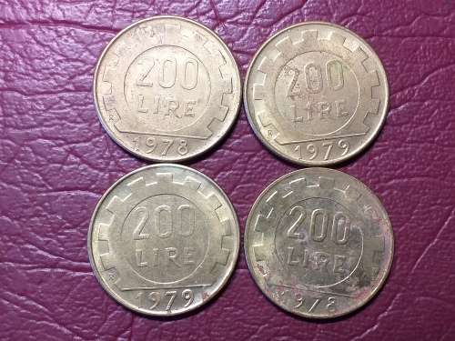 4 x ITALY 200 Lire - [Bid per coin to take all.]