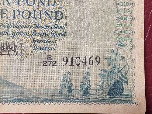 1956 SA RESERVE BANK ONE POUND NOTE - M.H. DE KOCK