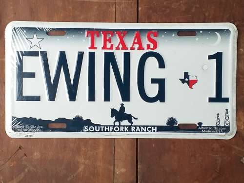 EWING 1 TEXAS SOUTHFORK RANCH NUMBER PLATE - NEW - COLLECTABLE - [30 cm x 15 cm]