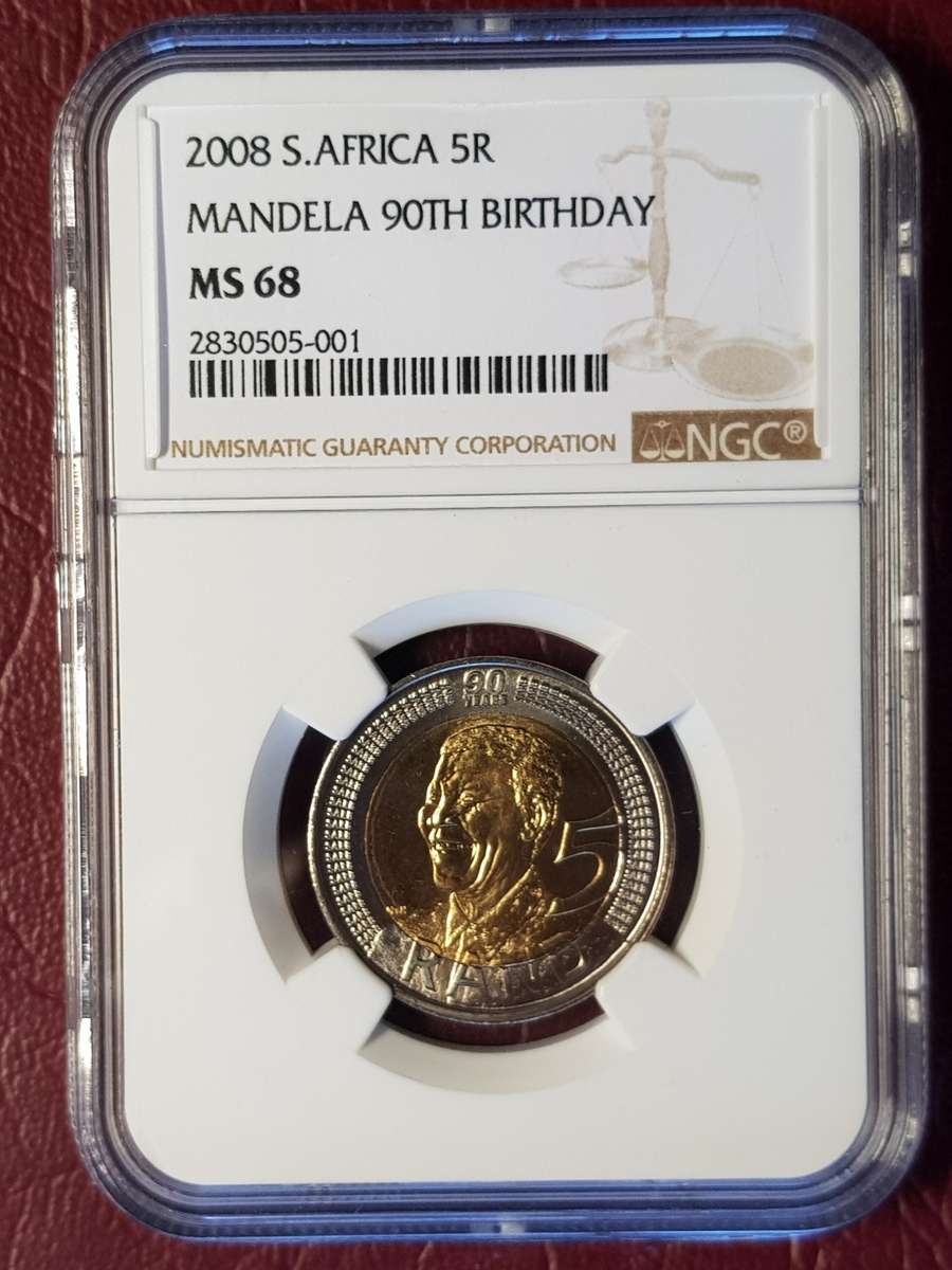 MS 68 NGC GRADED 2008 RSA R5 - MANDELA 90th BIRTHDAY