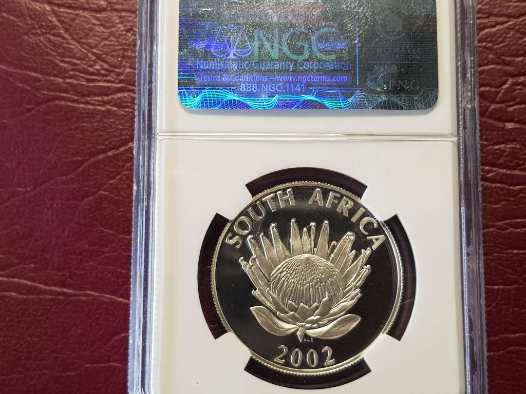 PF 69 ULTRA CAMEO NGC GRADED 2002 RSA SILVER R1 - JOHANNESBURG WORLD SUMMIT