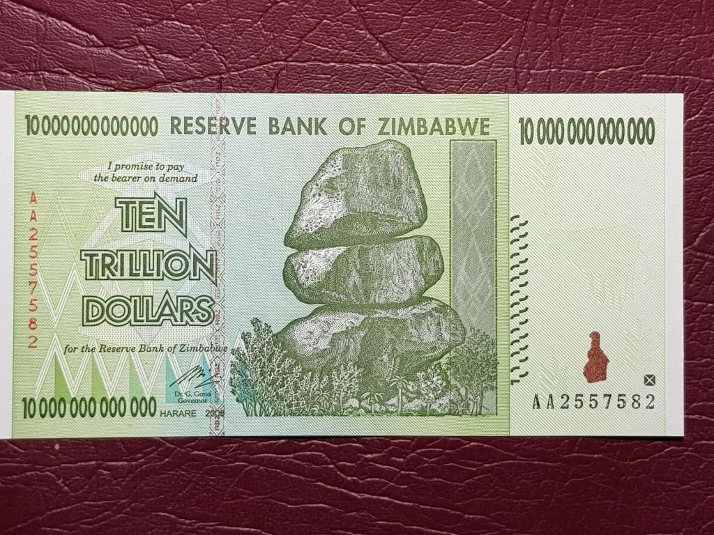 2008 ZIMBABWE TEN TRILLION DOLLARS BANK NOTES - AA SERIES IN MINT STATE