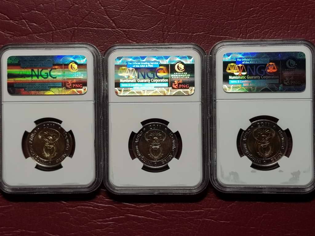 3 x 2011 RSA R5 90th ANNIVERSARY - NGC GRADED MS 66 - [Bid per coin to take all.]