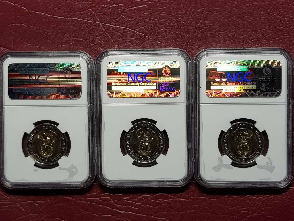 3 x 2011 RSA R5 90th ANNIVERSARY - NGC GRADED MS 66 - [Bid per coin to take all.]