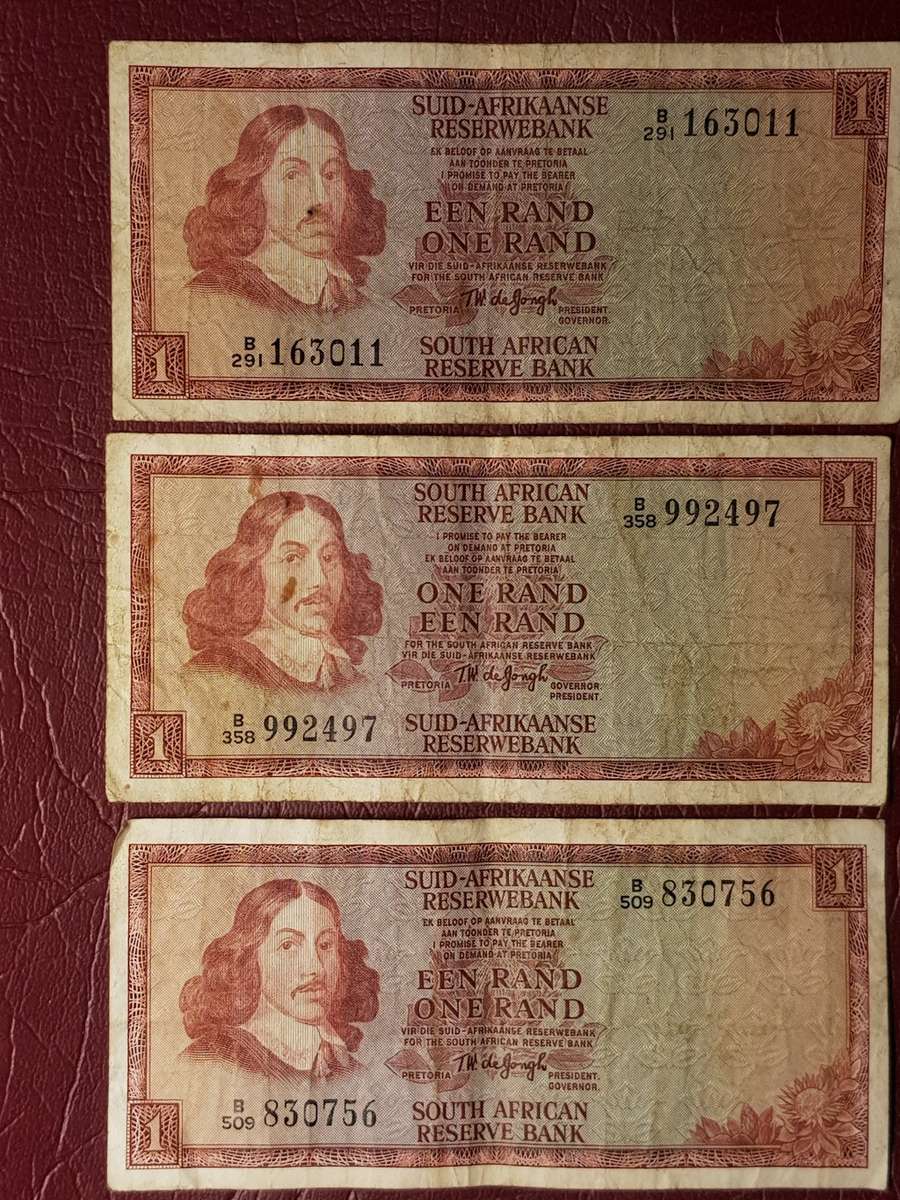 3 x RSA R1 NOTES - TW de Jongh - [Bid per note to take all.]