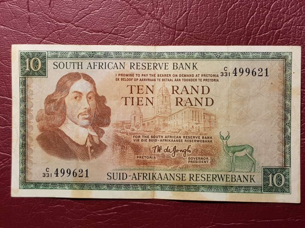 RSA 10 Rand Note - TW De Jongh
