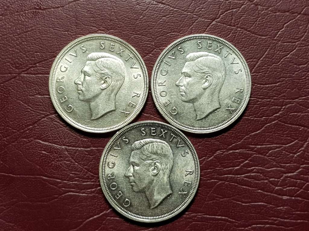 3 X 1948 SA Union Silver 5 Shillings - [Bid per coin to take all]