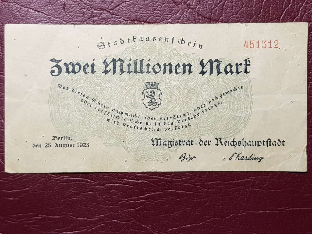 1923 Prussian Province of Berlin (German Notgeld) 2 000 000 Mark