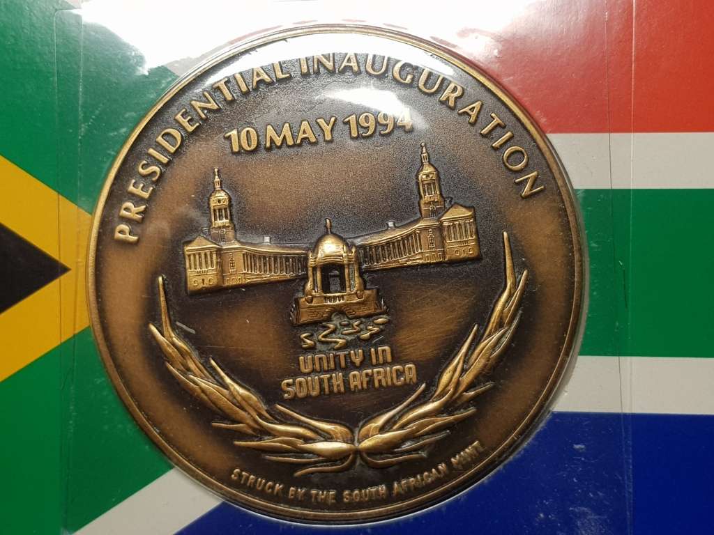 1994 Inauguration 195 g Toned Bronze Mandela Medallion With C.O.A.