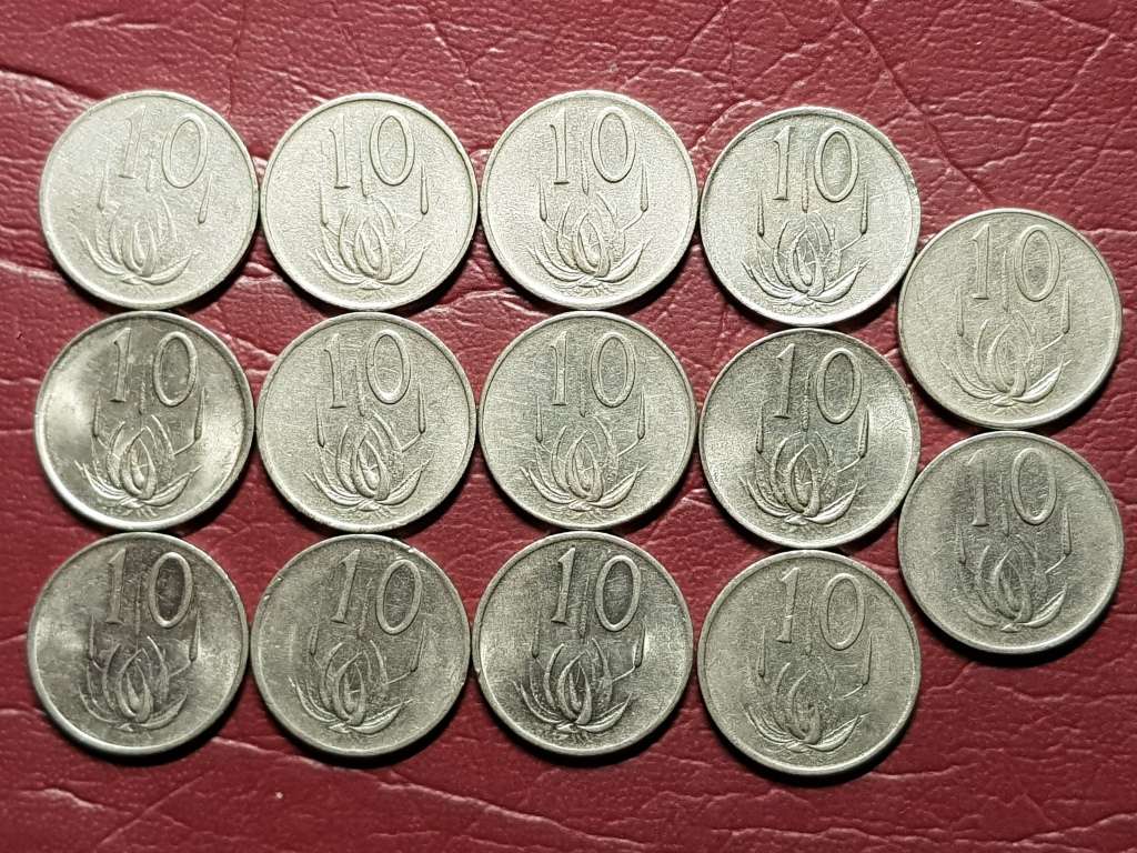 A Lot Of 14 RSA 10 Cent Coins - Different Dates - [Bid per coin to take all]