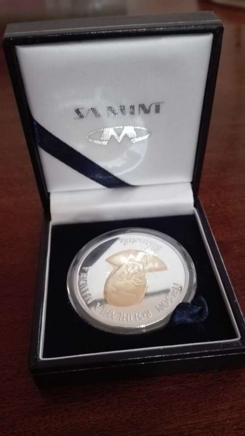 NELSON MANDELA Special Gold and Silver Plated Coin with signature