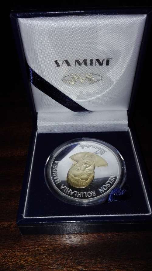NELSON MANDELA Special Gold and Silver Plated Coin with signature