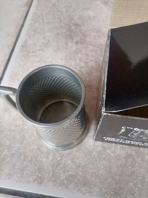 PEWTER TANKARD WITH GLASS BOTTOM AND ORIGINAL BOX