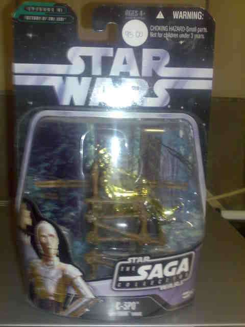 carded c3p0 gold droid on wooden throne from return of the jedi