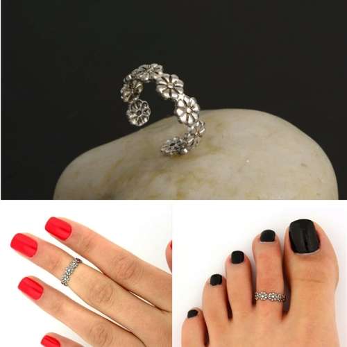 BEAUTIFUL FLOWER PATTERNED TOE RING!!!!! STUNNING!! ADJUSTABLE!!!