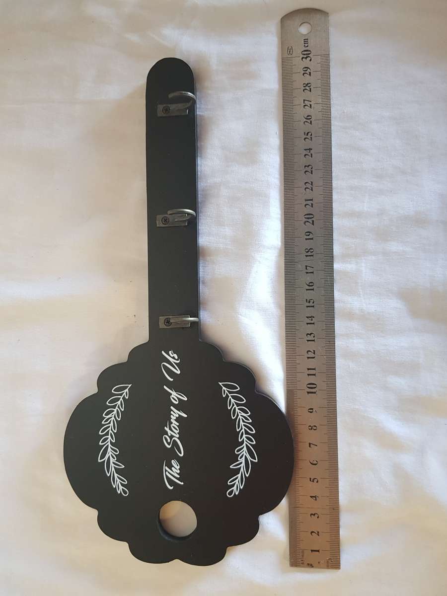 Black Wall Hanging Key Hook `The Story of Us`