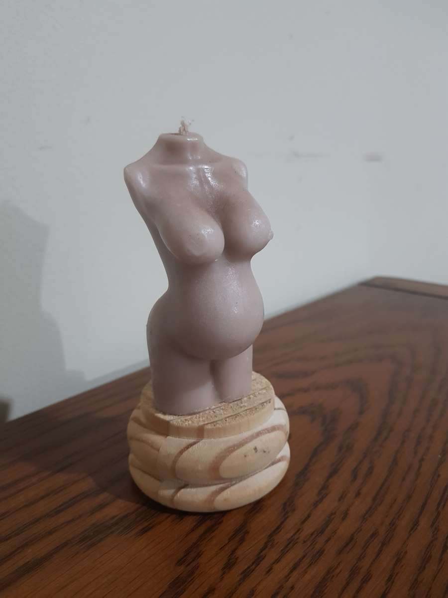 Pregnant Lady Beige Candle 10cm