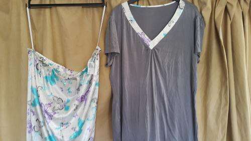 AN EXQUISITE PAIR OF PYJAMAS FROM WOOLWORTHS!!!! GRAY AND PURPLE WITH BUTTERFLY DETAIL!!!! STUNNING!
