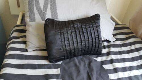 A SET OF TWO ABSOLUTELY STUNNING BLACK RECTANGULAR SCATTER CUSHIONS!!! MATCHES WITH EVERYTHING!!!