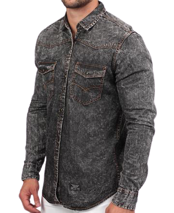 Urban Style Denim Shirt - Black