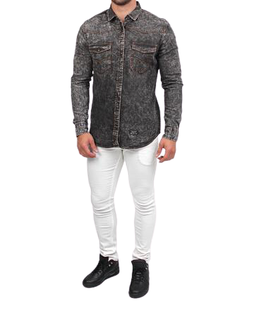 Urban Style Denim Shirt - Black