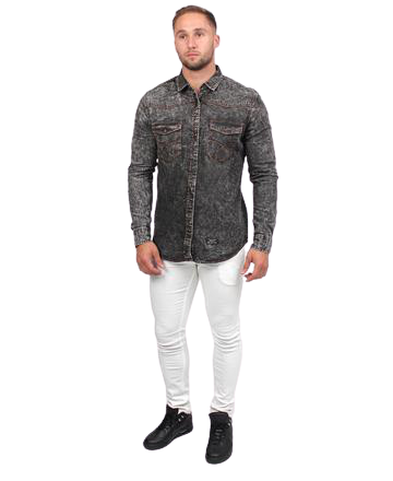 Urban Style Denim Shirt - Black