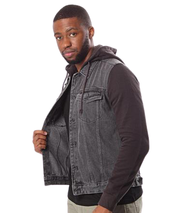 URBAN STYLE Men`s Denim Hoody - Charcoal