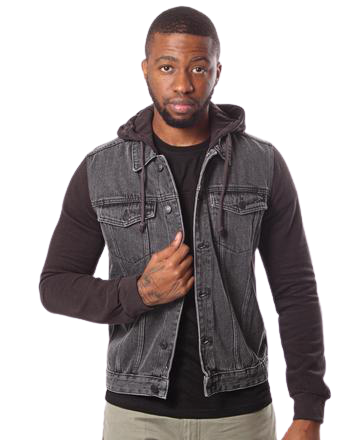 URBAN STYLE Men`s Denim Hoody - Charcoal