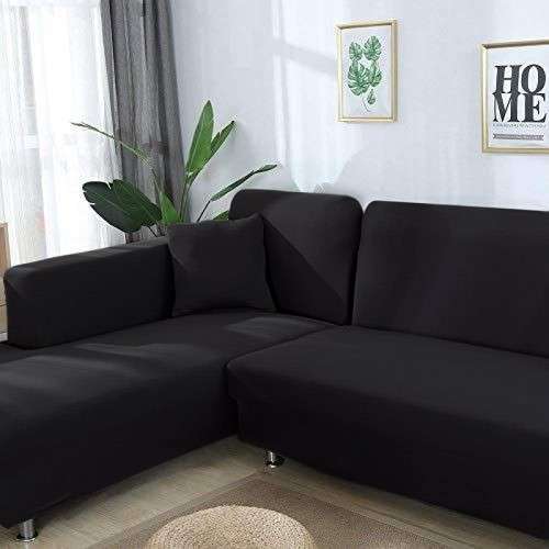 Fine Living  L Shape Couch Cover  Black
