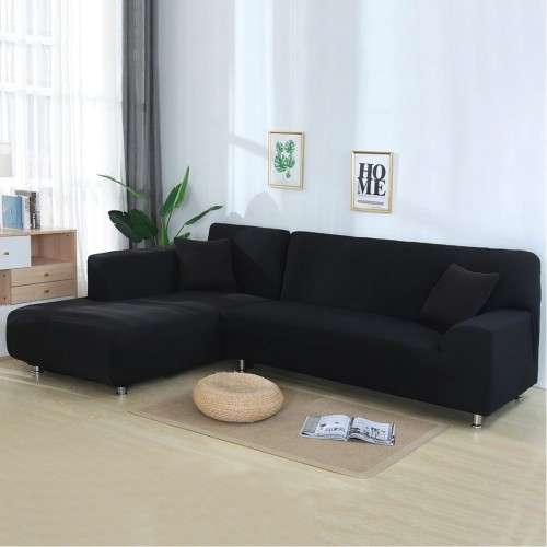 Fine Living  L Shape Couch Cover  Black