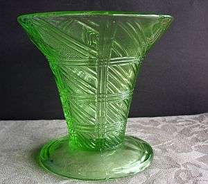 An Art Deco period Uranium pressed glass vase