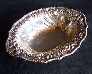 A silver plate sweet bowl with raised decoration
