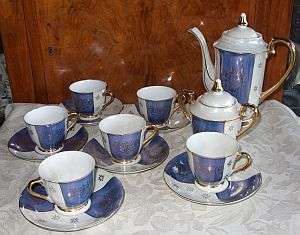 A REMARKABLE TEA SET WITH IRIDESCENT LUSTER - SIMPLY MAGNIFICENT - SIX DUOS !!!