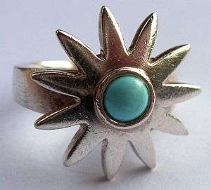 A STERLING SILVER RING WITH TURQUOISE CENTER STONE
