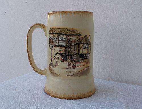 AN AWESOME VINTAGE PORCELAIN MUSICAL JUG BY SANDLAND OF ENGLAND ...THE JOLLY DROVER...WOW !!!