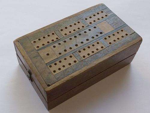 INTERESTING RARE FIND !! AN ANTIQUE CRIBBAGE BOARD "BOX" FILLED WITH JEWELERS "PROOFS" ...AWESOME !!
